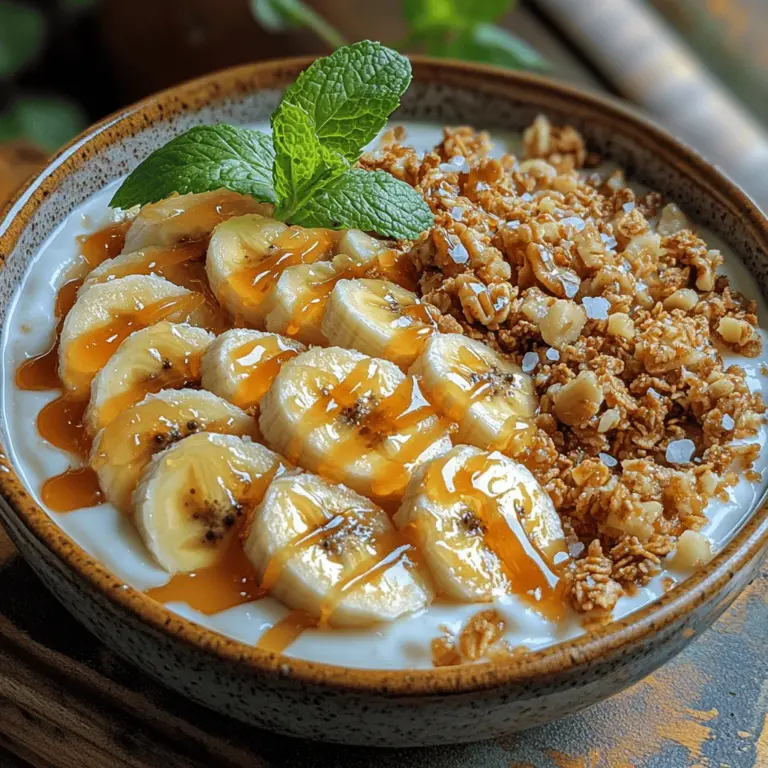 Griechischer Joghurt ist die perfekte Basis für unsere gesalzene Karamell-Bananen-Joghurt-Schüssel. Er zeichnet sich durch seine dicke, cremige Konsistenz und seinen leicht säuerlichen Geschmack aus, der hervorragend mit der Süße der Bananen und der gesalzenen Karamellsauce harmoniert. Aber nicht nur der Geschmack macht griechischen Joghurt zu einer ausgezeichneten Wahl. Er enthält im Vergleich zu herkömmlichem Joghurt deutlich mehr Protein, was ihn zu einer großartigen Option für eine sättigende Mahlzeit macht. Darüber hinaus ist griechischer Joghurt reich an Probiotika, die bekanntlich die Verdauung fördern und das Immunsystem stärken.
