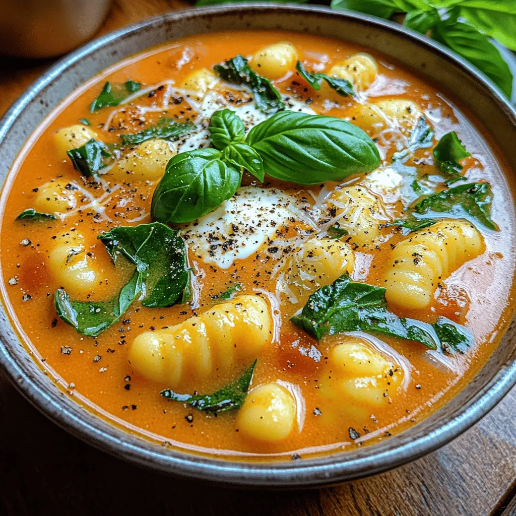 Die Zutatenliste für die Himmlische Cremige Tomaten-Gnocchi-Suppe besteht aus einfachen, aber geschmackvollen Komponenten. Hier ist eine Übersicht über die wichtigsten Zutaten und ihre Rolle im Rezept: