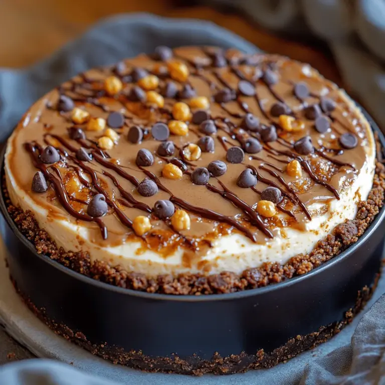 Der Himmlische No-Bake Erdnussbutter-Käsekuchen ist eine wahre Gaumenfreude und erfreut sich großer Beliebtheit bei Naschkatzen und Käsekuchenliebhabern. Dieser köstliche Käsekuchen vereint die cremige Textur von Frischkäse mit dem intensiven Geschmack von Erdnussbutter und ein wenig Schokoladennote – eine Kombination, die jeden Biss zu einem Erlebnis macht. Egal, ob für festliche Anlässe, Geburtstagsfeiern oder einfach nur als süßer Genuss für zwischendurch, dieser Käsekuchen ist immer eine hervorragende Wahl.