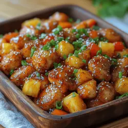 Das Tangy Tropical Süß-Sauer-Hühnchen ist ein köstliches Gericht, das die perfekte Balance zwischen süßen und sauren Aromen bietet. Es ist nicht nur einfach zuzubereiten, sondern auch ein echter Hingucker auf jedem Tisch. Diese leckere Rezeptur kombiniert zarte Hähnchenstücke mit knackigem Gemüse und süßen Ananasstückchen in einer schmackhaften Sauce. In diesem Artikel werden wir die Zubereitung detailliert durchgehen, verschiedene Tipps zur Perfektionierung des Gerichts anbieten und die gesundheitlichen Vorteile der einzelnen Zutaten besprechen.