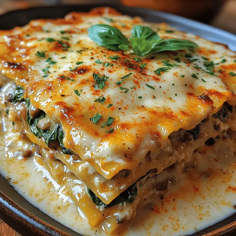 Die cremige Spinat- und Pilzlasagne ist nicht nur ein Gaumenschmaus, sondern auch eine perfekte Möglichkeit, um frisches Gemüse in Ihre Mahlzeiten zu integrieren. Diese vegetarische Variante der klassischen Lasagne kombiniert die Aromen von frischem Spinat und zarten Champignons mit einer köstlichen Käseschicht, die jede Gabel zu einem Genuss macht. Der cremige Ricotta und der schmelzende Mozzarella verleihen der Lasagne eine unvergleichliche Textur, während die Marinara-Sauce für die perfekte Balance sorgt. Egal, ob Sie ein erfahrener Koch oder ein Anfänger sind, dieses Rezept bietet Ihnen die Möglichkeit, eine köstliche und gesunde Mahlzeit zuzubereiten, die Ihre Familie und Freunde begeistern wird.
