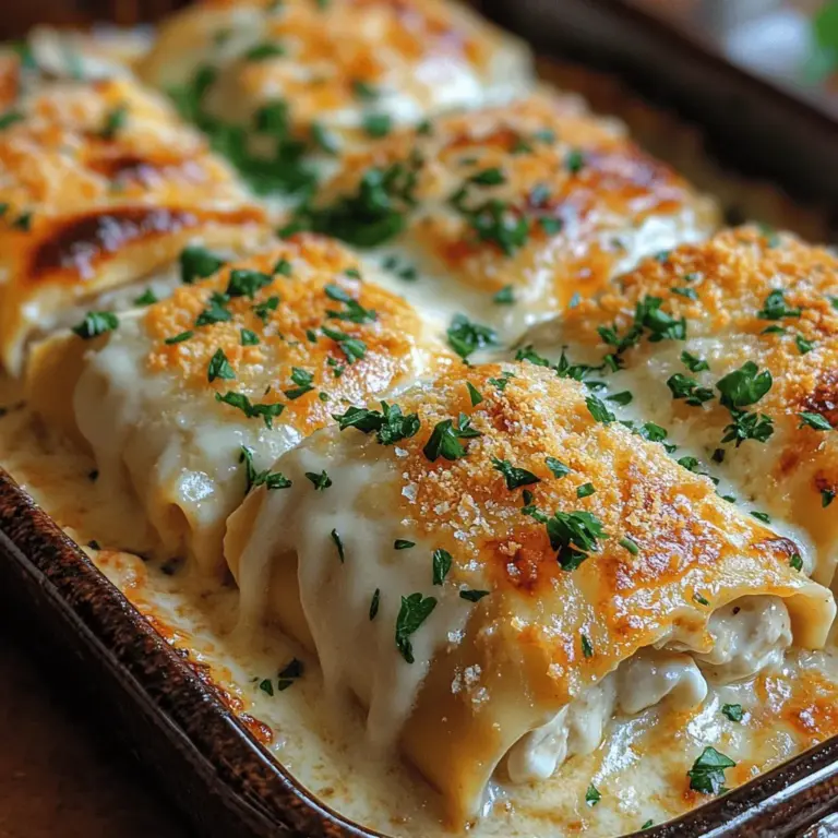 Willkommen in der Welt der cremigen Baked Chicken Alfredo Lasagna Rollups! Dieses Gericht vereint die herzhaften Aromen einer klassischen Lasagne mit der Bequemlichkeit und dem Komfort von Rollups. Perfekt für ein Familienessen oder als Highlight bei besonderen Anlässen, sind diese Rollups nicht nur einfach zuzubereiten, sondern auch unglaublich lecker. Mit einer Kombination aus zartem Hähnchen, cremigem Käse und einer köstlichen Alfredo-Sauce sind sie die ideale Wahl für alle, die ein herzhaftes und befriedigendes Gericht suchen.