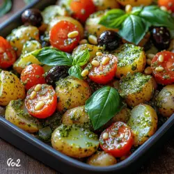 In der Welt der Salate gibt es eine Vielzahl von Variationen, doch der Pesto Kartoffelsalat sticht durch seine frischen Aromen und die herzhafte Kombination aus Zutaten hervor. Diese köstliche Beilage vereint die erdigen Noten von kleinen Kartoffeln mit dem lebhaften Geschmack von frisch zubereitetem Pesto. Ideal für Grillpartys, Familienfeiern oder als leichtes Mittagessen, wird dieser Salat sicherlich zum Highlight jeder Mahlzeit.