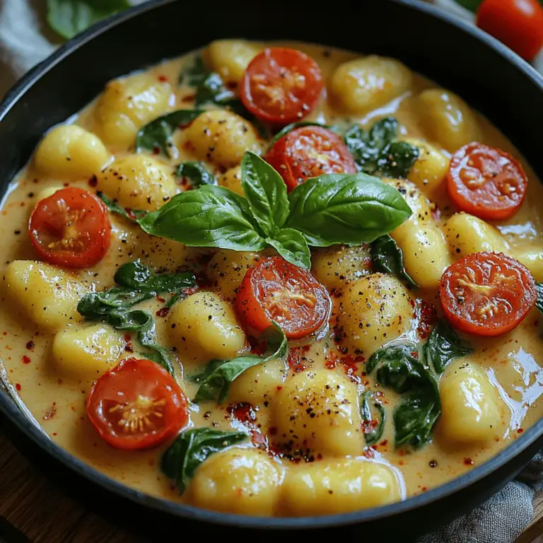 Cremige Tuscan Gnocchi ist nicht nur ein Gaumenschmaus, sondern auch ein ideales Gericht für alle, die wenig Zeit in der Küche verbringen möchten, ohne auf Geschmack verzichten zu müssen. Die Kombination aus zarten Gnocchi, frischem Gemüse und einer cremigen Sauce macht es zu einer beliebten Wahl, die sowohl bei Familien als auch bei Freunden gut ankommt. Mit nur einem einzigen Kochgeschirr zubereitet, spart dieses Rezept nicht nur Zeit bei der Zubereitung, sondern auch bei der Reinigung. Es ist eine einfache und schmackhafte Lösung für ein Abendessen unter der Woche oder ein besonderes Wochenende.