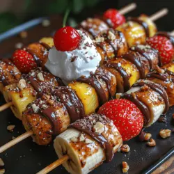 Um das Rezept für die Banana Split Dessert-Kabobs einfach nachvollziehbar zu machen, listen wir hier die benötigten Zutaten auf. Jede Zutat trägt zu Geschmack, Textur und dem Gesamterlebnis bei: