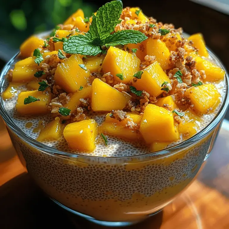 Der Mango Chia Pudding ist nicht nur ein optisches Highlight, sondern auch ein wahres Geschmackserlebnis, das bei warmem Wetter für eine willkommene Erfrischung sorgt. Diese köstliche Kombination aus fruchtiger Süße und cremiger Konsistenz macht ihn zu einem perfekten Snack oder Dessert, das sowohl Kinder als auch Erwachsene begeistert.