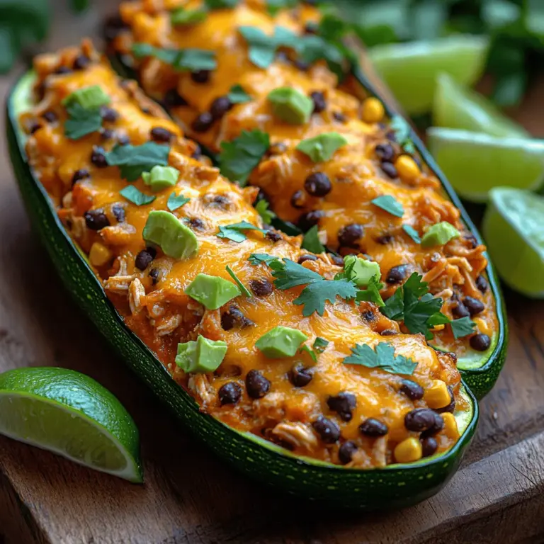 In der Welt der kulinarischen Köstlichkeiten gibt es kaum etwas Befriedigenderes, als eine gesunde und schmackhafte Mahlzeit zuzubereiten. Gefüllte Zucchini mit Southwest-Hühnchen ist nicht nur ein Genuss für die Geschmacksnerven, sondern auch eine ausgezeichnete Möglichkeit, frisches Gemüse in Ihre Ernährung einzubauen. Dieses Gericht bringt nicht nur Farbe auf den Teller, sondern auch eine ausgewogene Kombination von Aromen und Nährstoffen, die Ihre Familie und Freunde begeistern wird.