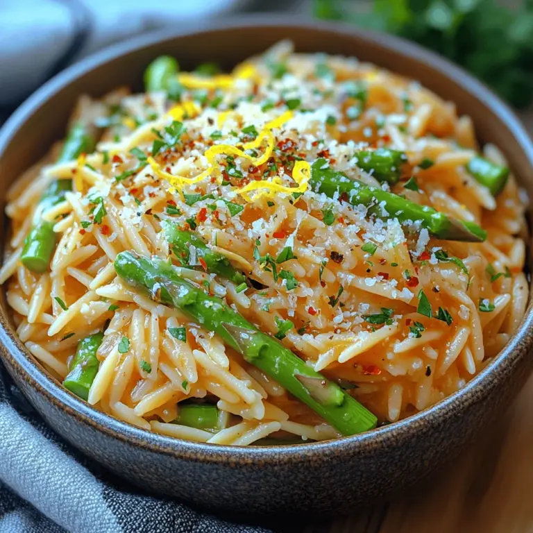 Willkommen in der Welt des kulinarischen Genusses! Heute dreht sich alles um ein Gericht, das sowohl einfach zuzubereiten als auch voller Geschmack ist: Spritziger Zitronenbutter-Orzo mit zartem Spargel. Dieses Rezept vereint die Frische und Leichtigkeit saisonaler Zutaten, und es ist die perfekte Wahl für ein schnelles Mittagessen oder ein elegantes Abendessen.
