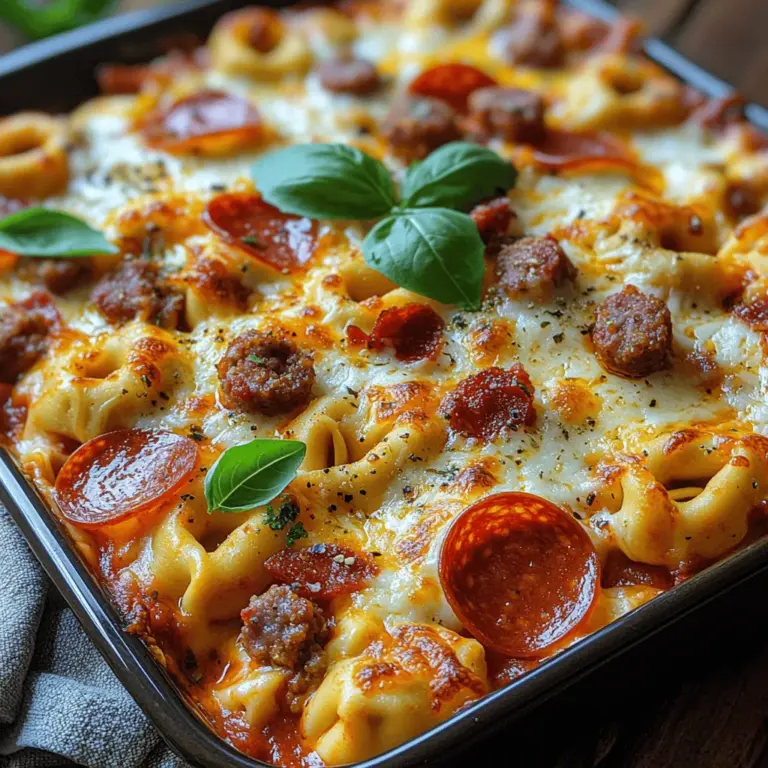 Tortellini sind kleine, gefüllte Teigtaschen, die ihren Ursprung in der italienischen Region Emilia-Romagna haben. Sie sind bekannt für ihre Vielseitigkeit und können mit verschiedenen Füllungen, von Käse bis zu Fleisch, serviert werden. Die Kombination von Tortellini mit klassischen Pizza-Zutaten wie Marinara-Sauce, Peperoni, italienischer Wurst und Speck bringt die besten Aromen der italienischen Küche zusammen und bietet ein herzhaftes Geschmackserlebnis. Diese Fusion aus zwei beliebten Gerichten ist nicht nur sättigend, sondern auch einfach zuzubereiten und eignet sich hervorragend für große Gruppen oder Familientreffen.