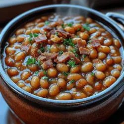 Gebackene Bohnen mit Ahornsirup und Speck sind ein klassisches Komfortgericht, das in vielen Küchen beliebt ist. Diese köstliche Kombination aus süßen und herzhaften Aromen wird nicht nur Ihre Geschmacksknospen erfreuen, sondern auch Ihre Gäste beeindrucken. Die süße Note des Ahornsirups harmoniert perfekt mit dem salzigen, rauchigen Geschmack des Specks, und das Ganze wird von der herzhaften Tiefe der Bohnen untermalt. Egal, ob Sie auf der Suche nach einem schmackhaften Beilagengericht für Ihre nächste Grillparty sind oder ein herzhaftes Hauptgericht für ein gemütliches Abendessen zubereiten möchten – dieses Rezept wird sicher ein Hit sein.