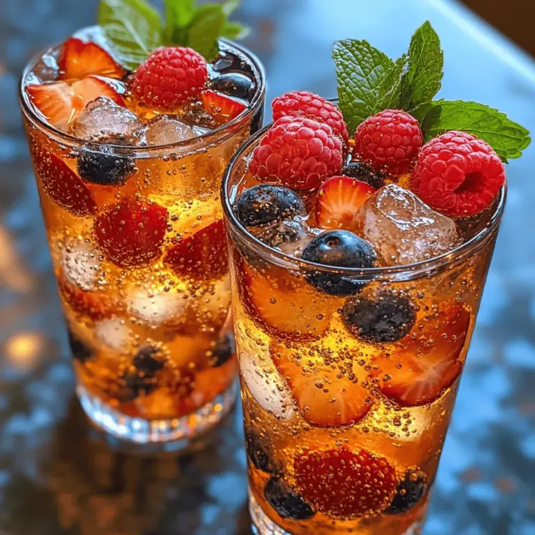 Der Vanille-Bohnen Beeren-Spritzer ist ein erfrischendes Getränk, das perfekt für warme Sommertage oder festliche Anlässe geeignet ist. Diese Kombination aus frischen Beeren, aromatischer Vanille und sprudelndem Wasser schafft ein Geschmackserlebnis, das sowohl süß als auch erfrischend ist. Die leuchtenden Farben der Beeren und die verführerische Note der Vanille machen diesen Spritzer zu einem wahren Hingucker auf jedem Tisch.