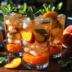 Um die Minzigen Pfirsich-Fizzers zuzubereiten, benötigen Sie folgende Zutaten: