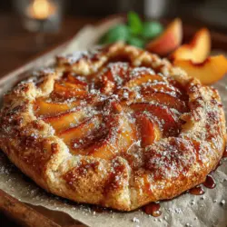 Die Sommerliche Pfirsich-Galette ist ein wahrhaft himmlisches Dessert, das die Aromen der sonnengereiften Pfirsiche perfekt zur Geltung bringt. Diese rustikale Tarte ist nicht nur einfach zuzubereiten, sondern auch ein echter Augenschmaus, der jeden Gaumen erfreut. Sie vereint den süßen Geschmack frischer Pfirsiche mit einer zarten, buttrigen Kruste, die beim Backen goldbraun und knusprig wird. Egal, ob Sie ein erfahrener Bäcker oder ein Neuling in der Küche sind, dieses Rezept bietet Ihnen eine unkomplizierte Möglichkeit, den Geschmack des Sommers in Ihr Zuhause zu bringen.