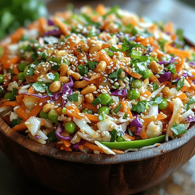 Herzlich willkommen zu einem erfrischenden und gesunden Rezept, das Ihren Gaumen erfreuen wird – Knuspriger Asiatischer Slaw mit Erdnüssen. Diese farbenfrohe und knackige Salatmischung ist nicht nur ein Genuss für die Augen, sondern auch eine ausgezeichnete Wahl für alle, die sich gesund ernähren möchten. In einer Zeit, in der immer mehr Menschen auf ihre Ernährung achten und nach leichteren, nährstoffreichen Optionen suchen, bietet dieser Slaw eine perfekte Balance aus Geschmack und Nährstoffen.