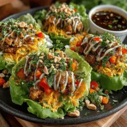 Willkommen zu einem köstlichen kulinarischen Abenteuer! Heute präsentieren wir Ihnen das Rezept für Scharfe Thai Erdnuss-Hühnchen-Lettuce-Bote, ein Gericht, das nicht nur geschmacklich überzeugt, sondern auch voller gesunder Zutaten steckt. Diese Lettuce-Boote sind die perfekte Wahl für alle, die ein schnelles, einfaches und nahrhaftes Essen zubereiten möchten, das zudem noch optisch beeindruckt. Ob als leichtes Mittagessen, gesunder Snack oder als kreative Vorspeise für Ihr nächstes Treffen – diese Erdnuss-Hühnchen-Bote sind eine wunderbare Wahl!