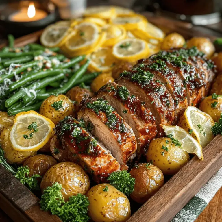 Das Zesty Lemon Garlic Putenfilet ist ein wahres Fest für den Gaumen und erfreut sich großer Beliebtheit in der modernen Küche. Dieses Gericht vereint die frischen Aromen von Zitrone und Knoblauch mit zartem Putenfilet und buntem Gemüse, was nicht nur eine Geschmacksexplosion erzeugt, sondern auch eine gesunde Mahlzeit verspricht. Die Kombination aus saftigen Putenfilets und gerösteten kleinen Kartoffeln sowie grünen Bohnen macht dieses Rezept zu einem perfekten Hauptgericht, das sowohl bei Familienessen als auch bei festlichen Anlässen hervorragend zur Geltung kommt.