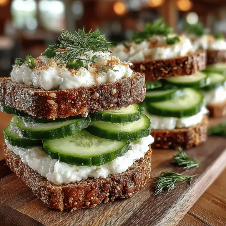 Wenn die Temperaturen steigen und die Sonne strahlt, gibt es nichts Erfrischenderes als ein leichtes, knackiges Sandwich. Die Erfrischenden Gurken- und Dill-Delikatsandwiches sind die perfekte Wahl für einen heißen Sommertag oder ein schickes Picknick im Freien. Dieses Rezept kombiniert die Frische von Gurken mit der Cremigkeit von Frischkäse und dem aromatischen Geschmack von frischem Dill, was zu einem köstlichen und befriedigenden Snack führt.