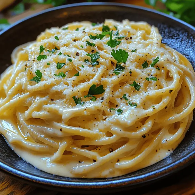 Samtige geröstete Knoblauch-Alfredo ist nicht nur ein Gericht, sondern eine kulinarische Umarmung auf einem Teller. Die Kombination aus cremiger Sauce, die mit dem reichen Aroma von geröstetem Knoblauch angereichert ist, und al dente Fettuccine-Pasta macht dieses Rezept zu einem Favoriten unter Pasta-Liebhabern. Die Zubereitung ist einfach und schnell, wodurch es sich perfekt für ein entspanntes Abendessen zu Hause oder für besondere Anlässe eignet.