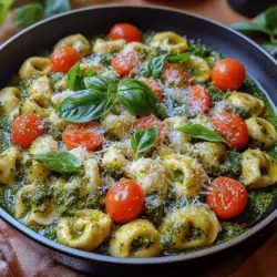 Die cremige Pesto-Tortellini-Pfanne ist ein wahrer Genuss für Liebhaber der italienischen Küche. Dieses Rezept vereint die Aromen von frischem Basilikum, knackigen Kirschtomaten und zartem Spinat mit den unwiderstehlichen Käse-Tortellini zu einem Gericht, das sowohl nahrhaft als auch schmackhaft ist. Die Ursprünge dieser köstlichen Kombination reichen bis in die italienischen Regionen Ligurien und Emilia-Romagna zurück, wo die Tradition der gefüllten Teigwaren und des Pestos ihren Ursprung hat. Tortellini, oft mit Käse oder Fleisch gefüllt, sind nicht nur ein beliebtes Gericht, sondern auch ein Symbol der italienischen Esskultur.