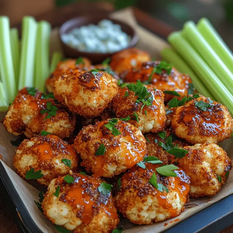 Die feurigen knusprigen Blumenkohlbisse sind nicht nur ein köstlicher Snack, sondern auch eine hervorragende Möglichkeit, Gemüse auf schmackhafte Weise in Ihre Ernährung zu integrieren. Dieses Rezept hat in den letzten Jahren an Beliebtheit gewonnen, insbesondere unter veganen und gesundheitsbewussten Essern, die eine schmackhafte und gleichzeitig gesunde Alternative zu traditionellen Snacks suchen. Die Kombination aus knusprigem Blumenkohl, würziger Buffalo-Soße und einer Vielzahl von Dips macht diese Bissen zu einem Hit bei jeder Gelegenheit – sei es bei einer Party, als Vorspeise oder einfach als Snack für zwischendurch.