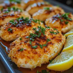 Wenn Sie auf der Suche nach einem schmackhaften, einfach zuzubereitenden Gericht sind, dann ist dieses knusprige Parmesan-Hähnchen mit Käsekruste genau das Richtige für Sie. Mit seiner goldenen, knusprigen Kruste und dem zarten, saftigen Hähnchenfleisch ist dieses Rezept nicht nur ein Gaumenschmaus, sondern auch eine ideale Wahl für verschiedene Anlässe – sei es ein gemütliches Abendessen mit der Familie oder ein festliches Essen mit Freunden.