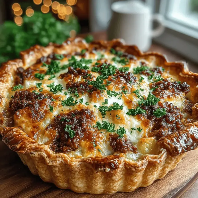 Die rustikale Rinder- und Kartoffel-Delikatesse-Pastete ist ein herzhaftes Gericht, das Tradition und Geschmack in einem vereint. In vielen Küchen, besonders in der deutschen und britischen, hat die Pastete einen besonderen Platz, da sie nicht nur nahrhaft ist, sondern auch die Möglichkeit bietet, verschiedene Zutaten kreativ zu kombinieren. Diese Pastete ist ideal für ein Familienessen oder ein gemütliches Abendessen mit Freunden, bei dem jeder einen Teil der köstlichen Füllung genießen kann.