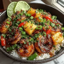 Die Sommerliche Garnelen- und Ananas-Reisbowl ist ein erfrischendes und leichtes Gericht, das die Aromen des Sommers in jeden Bissen bringt. Mit zarten Garnelen, saftigen Ananasstücken und knackigem Gemüse bietet diese Bowl nicht nur eine Explosion an Geschmack, sondern auch eine Vielzahl an Nährstoffen. Die Kombination aus süß und salzig, gepaart mit der Frische der Limette und dem Aroma von frischen Kräutern, macht diese Reisbowl zu einem perfekten Gericht für warme Tage.
