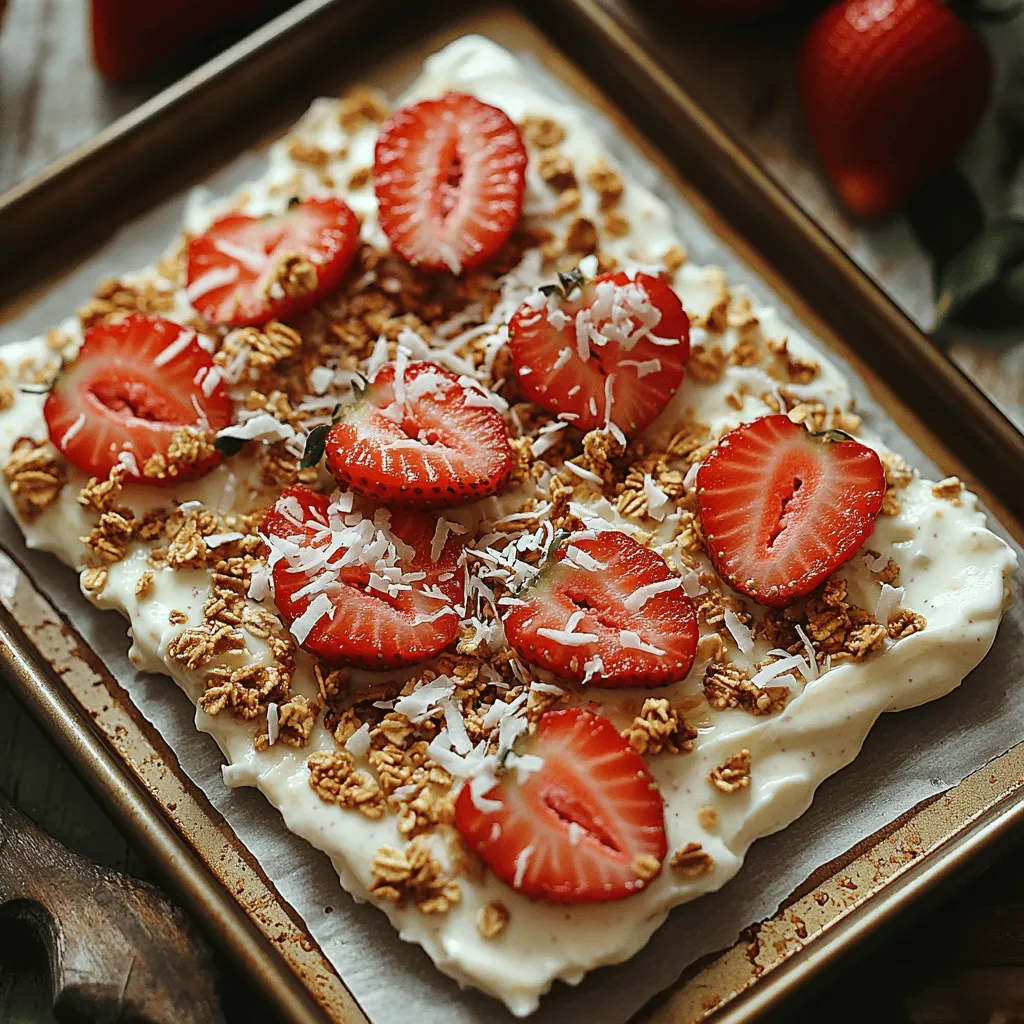 Der Erdbeer-Genuss-Joghurt-Bark ist nicht nur eine köstliche Erfrischung an warmen Tagen, sondern auch eine gesunde Snack-Option, die einfach zuzubereiten ist. Dieses Rezept kombiniert die cremige Textur von griechischem Joghurt mit der Süße frischer Erdbeeren und einem Hauch von Vanille, um ein harmonisches Geschmackserlebnis zu schaffen. Perfekt als gesunder Snack für die ganze Familie oder als süße Abwechslung auf einer Sommerparty, wird dieser Joghurt-Bark schnell zu einem Lieblingsrezept in Ihrem Repertoire.