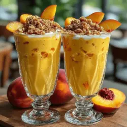 Pfirsiche sind nicht nur fruchtig und süß, sondern auch reich an Vitaminen, Mineralstoffen und Antioxidantien. Sie enthalten Vitamin C, das das Immunsystem stärkt, und Ballaststoffe, die die Verdauung fördern. In Kombination mit griechischem Joghurt oder einem pflanzlichen Alternativprodukt wie Mandelmilch, bieten Sie Ihrem Körper eine hervorragende Quelle für Protein und gesunde Fette. Haferflocken fügen zusätzliche Ballaststoffe hinzu und sorgen dafür, dass Sie sich bis zur nächsten Mahlzeit satt fühlen.