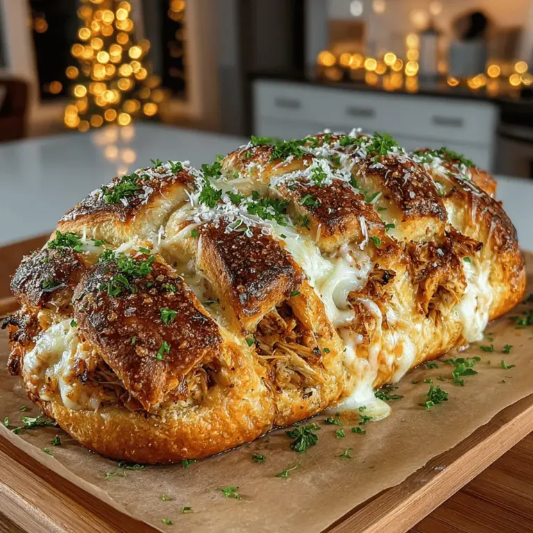 Die cremige Hähnchen Alfredo Braid aus Croissantteig ist ein köstliches und einfach zuzubereitendes Gericht, das sich perfekt für ein schnelles Abendessen oder einen geselligen Brunch eignet. Diese Rezeptidee kombiniert die zarte Textur von zerrupftem Hähnchen mit einer reichhaltigen Alfredo-Sauce und einem goldenen, knusprigen Croissantteig. Diese Kombination sorgt nicht nur für ein Geschmackserlebnis, sondern auch für eine ansprechende Präsentation. Der Zopf ist nicht nur schmackhaft, sondern auch vielseitig, da er sich leicht an verschiedene Geschmäcker und Vorlieben anpassen lässt. Egal, ob Sie ihn für Ihre Familie oder für Gäste zubereiten, dieses Gericht wird sicherlich ein Hit sein!