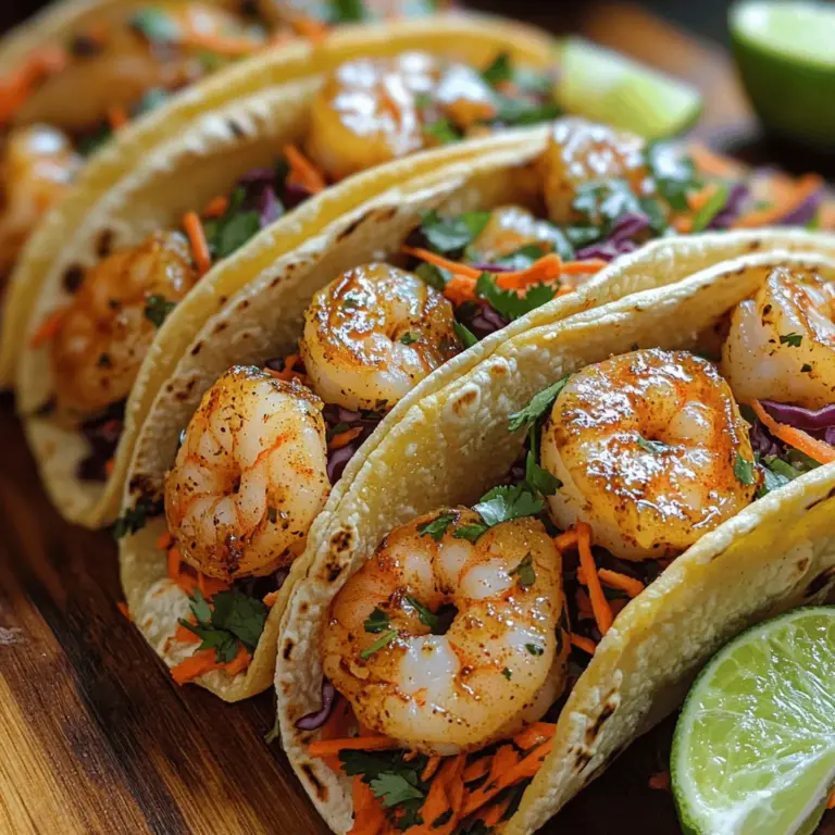 Street Tacos sind nicht nur ein beliebtes Gericht in Mexiko, sie haben sich auch weltweit einen festen Platz in der Gastronomie erobert. Die Kombination aus frischen Zutaten, lebhaften Aromen und der Möglichkeit, sie individuell anzupassen, macht sie zu einem Favoriten für viele. In diesem Rezept präsentieren wir Ihnen die köstlichen Zesty Lime Shrimp Street Tacos, die mit saftigen Garnelen und einem erfrischenden Coleslaw gefüllt sind. Diese Tacos sind perfekt für ein schnelles Abendessen unter der Woche oder für ein entspanntes Treffen mit Freunden.