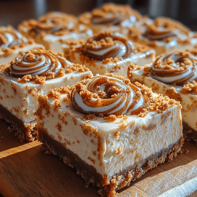 Wenn Sie auf der Suche nach einem Dessert sind, das sowohl dekadent als auch köstlich ist, dann sind die Biscoff Cheesecake Riegel genau das Richtige für Sie. Diese sündhaft leckeren Riegel kombinieren die cremige Textur von Cheesecake mit dem einzigartigen Karamellgeschmack der Biscoff-Kekse, die viele von uns lieben. Die Kombination aus einer knusprigen Biscoff-Keks-Kruste und einer samtigen Füllung macht diese Riegel zu einem unvergesslichen Genuss, der nicht nur für besondere Anlässe, sondern auch einfach für einen süßen Snack zwischendurch perfekt ist.