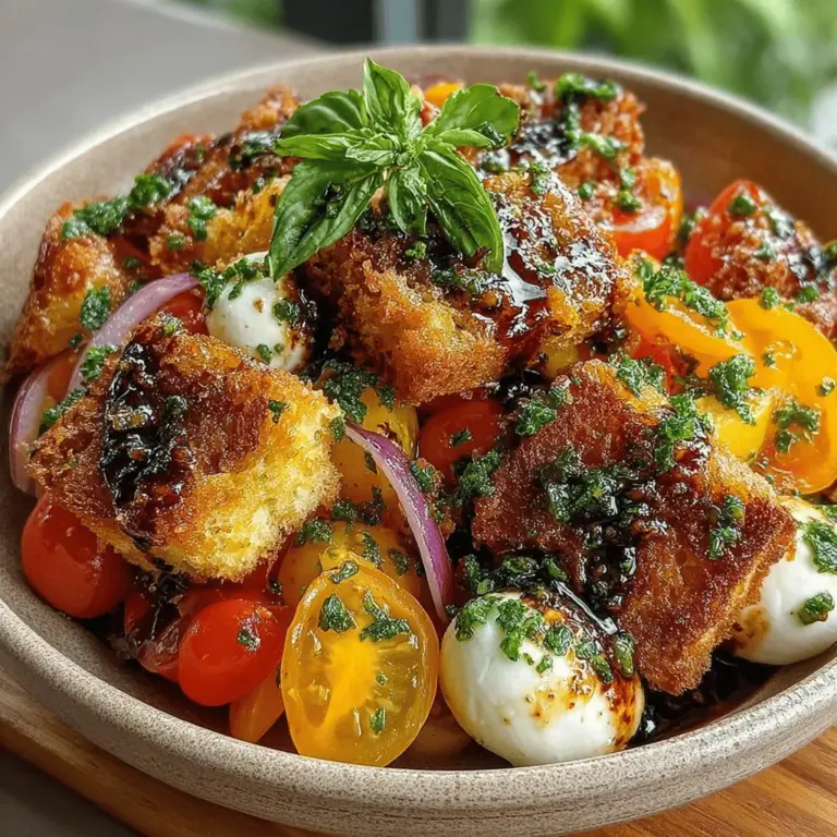 Traditionelle Rezepte sind das Herzstück jeder Küche und erzählen Geschichten von Generationen. Sie bringen uns die Aromen und Kulturen näher, die über die Jahre hinweg weitergegeben wurden. Die Heirloom-Tomaten & Mozzarella Panzanella ist eines dieser zeitlosen Gerichte, das nicht nur köstlich ist, sondern auch die Frische des Sommers auf den Teller bringt. Diese italienische Brotsalat-Spezialität vereint die Aromen von saftigen, reifen Erbstück-Tomaten, cremigem Mozzarella und knusprigem Brot, alles verfeinert mit einem aromatischen Dressing.