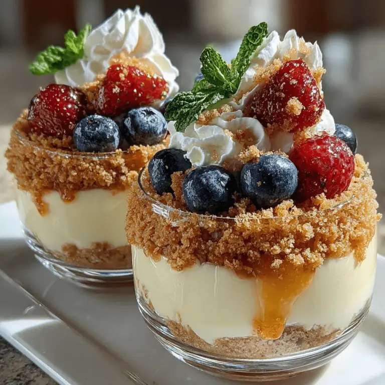 Zesty Lemon Bliss Parfaits sind nicht nur ein Genuss für den Gaumen, sondern auch ein Fest für die Augen. Dieses köstliche Dessert hat in den letzten Jahren bei Feiern und Sommerfesten an Beliebtheit gewonnen und überzeugt mit seiner erfrischenden Zitrusnote und der cremigen Konsistenz. Die Kombination aus leicht süßem Mascarpone, spritzigem Zitronensaft und knackigen Graham-Cracker-Böden sorgt dafür, dass dieses Dessert bei Groß und Klein gleichermaßen beliebt ist. Egal, ob Sie eine Gartenparty, einen Geburtstag oder einfach nur einen entspannten Abend zu Hause planen, diese Parfaits sind das perfekte Highlight auf jedem Tisch.