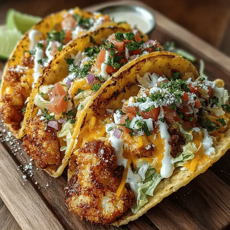 Willkommen zu einem aufregenden kulinarischen Erlebnis! Die Krossen Buffalo Ranch Blumenkohl Tacos sind nicht nur eine köstliche Wahl für Veganer und Vegetarier, sondern auch eine großartige Möglichkeit, Blumenkohl in einer neuen und schmackhaften Form zu genießen. Dieses Rezept kombiniert die würzige Schärfe von Buffalo-Sauce mit dem knackigen, goldbraunen Blumenkohl, der in einer knusprigen Panade gebacken wird. Diese Tacos sind nicht nur einfach zuzubereiten, sondern auch perfekt für ein Familienessen oder ein geselliges Beisammensein mit Freunden.