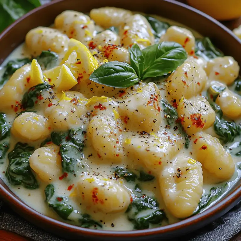 In der modernen Küche spielt das Kochen eine zentrale Rolle, sowohl als Notwendigkeit als auch als kreative Ausdrucksform. Rezepte sind nicht nur einfache Anleitungen, sondern auch Geschichten, die Traditionen, Kulturen und persönliche Erinnerungen miteinander verweben. Sie ermöglichen es uns, neue Geschmäcker zu entdecken und unsere kulinarischen Fähigkeiten zu erweitern. In diesem Artikel möchten wir Ihnen ein besonders schmackhaftes Gericht vorstellen: Zesty Creamy Lemon Spinach Gnocchi. Dieses Rezept vereint die zarte Textur von Gnocchi mit der Frische von Spinat und der spritzigen Note von Zitrone – eine Kombination, die nicht nur den Gaumen erfreut, sondern auch ein Fest für die Augen ist.