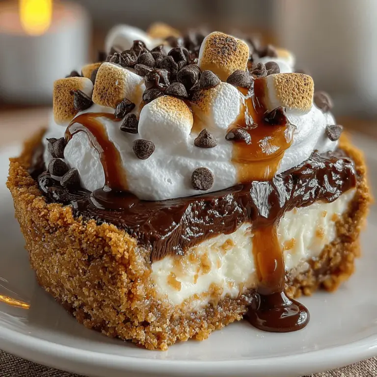 Die Campfire-Träume No-Bake S'mores Torte ist ein Traum für alle Schokoladenliebhaber und Fans von süßen Leckereien! Dieses Rezept bringt den typischen Lagerfeuer-Geschmack direkt in deine Küche, ohne dass du den Ofen anheizen musst. S'mores sind ein beliebter Snack in den USA, bestehend aus einem gegrillten Marshmallow und einer Schokoladentafel, die zwischen zwei Graham-Crackern eingeklemmt werden. Die Kombination aus süßem Schokoladengeschmack und der cremigen Textur von geschlagenem Sahne macht diese Torte zu einem idealen Dessert für Sommerpartys, Geburtstagsfeiern oder einfach für einen süßen Genuss zwischendurch.