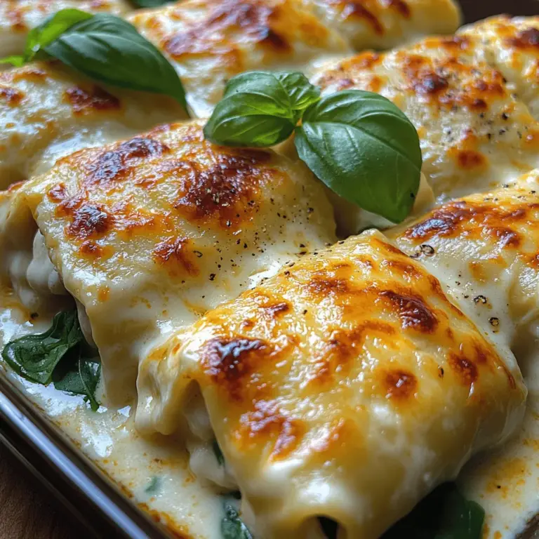 Die cremigen Hähnchen Alfredo Lasagne-Rollen sind nicht nur ein wahrer Gaumenschmaus, sondern auch eine wunderbare Möglichkeit, um den klassischen italienischen Lasagne-Geschmack auf eine neue Art und Weise zu genießen. Diese köstlichen Rollen kombinieren zarte Lasagne-Nudeln, saftige Hähnchenbrust und eine reichhaltige Alfredo-Sauce, die das Gericht zu einem perfekten Comfort Food für jede Gelegenheit machen. Ob für ein Familienessen, eine Feier oder einfach nur für einen gemütlichen Abend zu Hause, diese Lasagne-Rollen werden garantiert zum Highlight auf Ihrem Tisch.