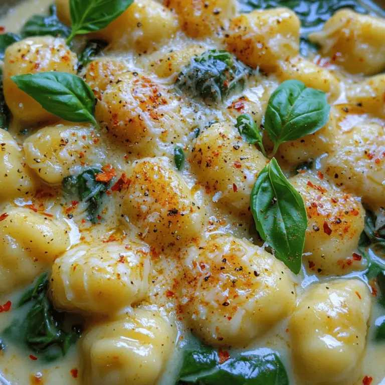 Willkommen in der wunderbaren Welt der italienischen Küche! Heute möchte ich Ihnen ein Rezept vorstellen, das nicht nur köstlich ist, sondern auch schnell und einfach zuzubereiten: cremige Knoblauch-Spinat-Gnocchi. Dieses Gericht vereint die zarten Gnocchi mit einer aromatischen, cremigen Sauce, die durch frischen Spinat und den intensiven Geschmack von Knoblauch bereichert wird. Ideal für ein schnelles Abendessen unter der Woche oder als beeindruckendes Gericht für Gäste – diese Gnocchi werden sicher zum neuen Favoriten in Ihrer Küche.