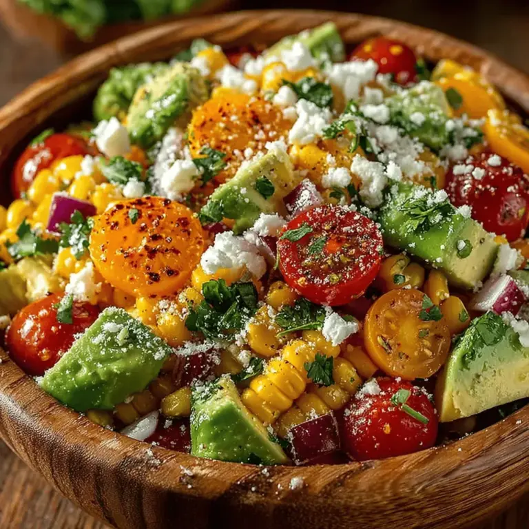 Der süße Mais-Avocado-Salat, auch bekannt als „Sonnige Freude“, ist ein köstliches und farbenfrohes Gericht, das perfekt für warme Sommertage, Grillpartys oder als leichter Snack ist. Ursprünglich inspiriert von der mexikanischen und kalifornischen Küche, kombiniert dieser Salat frische, gesunde Zutaten, die nicht nur gut schmecken, sondern auch voller Vitamine und Nährstoffe sind. Die Kombination aus süßem Mais, cremiger Avocado und saftigen Kirschtomaten schafft eine harmonische Balance von Aromen und Texturen, die jedem Gaumen Freude bereitet.