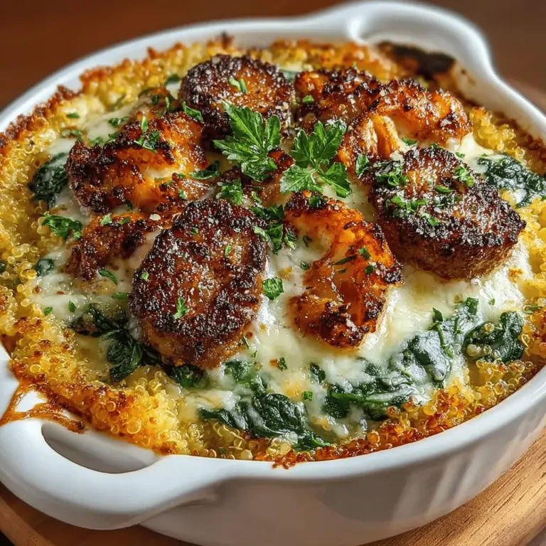 Willkommen in der Welt der köstlichen und nahrhaften Gerichte! Heute präsentiere ich Ihnen ein Rezept, das nicht nur lecker, sondern auch voller gesunder Zutaten ist: der Käse-Spinat-Wurst-Quinoa-Auflauf. Dieses Gericht hat seinen Ursprung in der italienischen Küche, wo Aufläufe oft mit einer Vielzahl von Zutaten kombiniert werden, um eine herzhafte Mahlzeit zu kreieren. Mit einer geschmackvollen Mischung aus Quinoa, frischem Spinat, italienischer Wurst und einer cremigen Käseschicht ist dieser Auflauf nicht nur ein Gaumenschmaus, sondern auch eine ausgewogene Option für die ganze Familie.