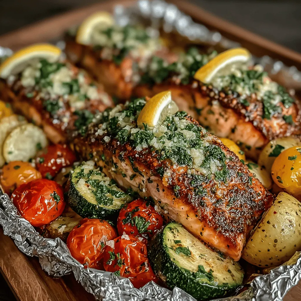 Entdecken Sie mit unserem Rezept für Knoblauchbutter-Lachs in Aluminiumfolie eine köstliche und unkomplizierte Art, Lachs zuzubereiten. Dieses Gericht vereint die Aromen von frischem Lachs, aromatischem Knoblauch und frischem Gemüse, um ein unvergleichliches Geschmackserlebnis zu schaffen. Die Zubereitung in Aluminiumfolie sorgt nicht nur dafür, dass alle Aromen im Päckchen versiegelt bleiben, sondern ermöglicht auch eine einfache und schnelle Reinigung nach dem Kochen.