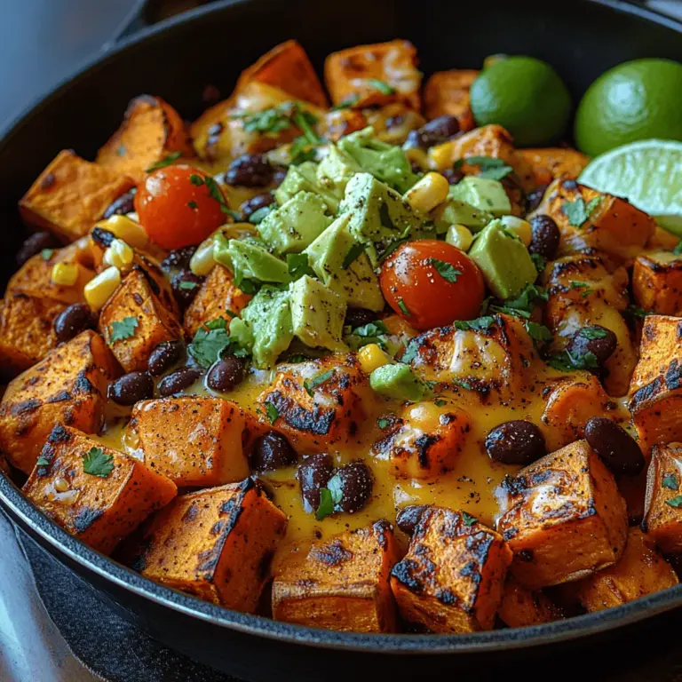 Die Süßkartoffel-Nacho-Pfanne ist ein wahrer Hit unter den modernen Gerichten, die sowohl geschmacklich als auch gesundheitlich überzeugen. Diese kreative Abwandlung der klassischen Nachos ist nicht nur ein Fest für den Gaumen, sondern auch eine wunderbare Möglichkeit, gesunde Zutaten in eine schmackhafte Mahlzeit zu verwandeln. Die Kombination aus süßem Geschmack der Süßkartoffeln, herzhaften Bohnen und frischen Tomaten sorgt für ein wahres Geschmackserlebnis. Ob als Hauptgericht oder als Snack für gesellige Abende – die Süßkartoffel-Nacho-Pfanne wird schnell zum Favoriten!