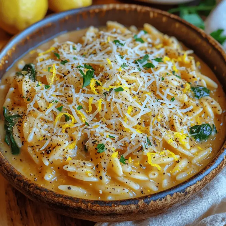 Willkommen in der Welt des Zitruszaubers! Wenn Sie auf der Suche nach einem cremigen, aromatischen und gleichzeitig leicht zubereitbaren Gericht sind, dann ist unser cremiges Zitronen-Knoblauch-Orzo genau das Richtige für Sie. Dieses Rezept vereint die erfrischenden Aromen von Zitrone und Knoblauch mit einer samtigen Sahnesauce und zarter Orzo-Pasta. Ideal für ein schnelles Abendessen unter der Woche oder als elegantes Gericht für ein besonderes Dinner mit Freunden – dieses Rezept wird Sie und Ihre Gäste begeistern.