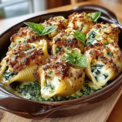 Gefüllte Muscheln, oder "Conchiglie ripiene", sind in vielen Regionen Italiens ein beliebtes Gericht. Die große, muschelförmige Pasta eignet sich hervorragend, um verschiedene Füllungen aufzunehmen. Von herzhaftem Fleisch bis hin zu vegetarischen Optionen sind die Möglichkeiten nahezu unbegrenzt. In diesem Rezept kombinieren wir die cremige Textur von Ricotta mit frischem Spinat und einer spritzigen Zitronennote, die das Gericht aufhellt. Das Pesto, das als Topping verwendet wird, bringt eine zusätzliche Dimension an Geschmack, die perfekt mit der Füllung harmoniert.