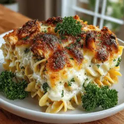 Der Goldene Parmesan Kräuter Hähnchen-Nudeln Auflauf ist nicht nur ein einfacher und schmackhafter Gericht, sondern auch ein wahrer Klassiker in der Hausmannskost. Ursprünglich aus der amerikanischen Küche stammend, vereint dieses Rezept die Aromen von zartem Hähnchen, herzhaften Kräutern und cremigen Käsesorten in einem warmen, gebackenen Gericht, das perfekt für jede Gelegenheit ist. Ob für ein gemütliches Familienessen oder eine gesellige Zusammenkunft mit Freunden – dieser Auflauf wird sicherlich alle begeistern.