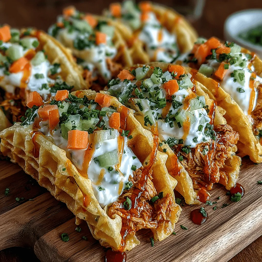 Buffalo Chicken Waffle Tacos sind die perfekte Kombination aus herzhaftem Geschmack und knuspriger Textur. Diese innovative Mischung aus Waffeln und der beliebten Buffalo-Chicken-Füllung bringt ein Stück amerikanische Küche direkt auf Ihren Tisch. Die Idee, Waffeln als Taco-Schale zu verwenden, ist nicht nur kreativ, sondern auch eine großartige Möglichkeit, die klassischen Aromen von Buffalo Wings auf eine neue und aufregende Art zu genießen.