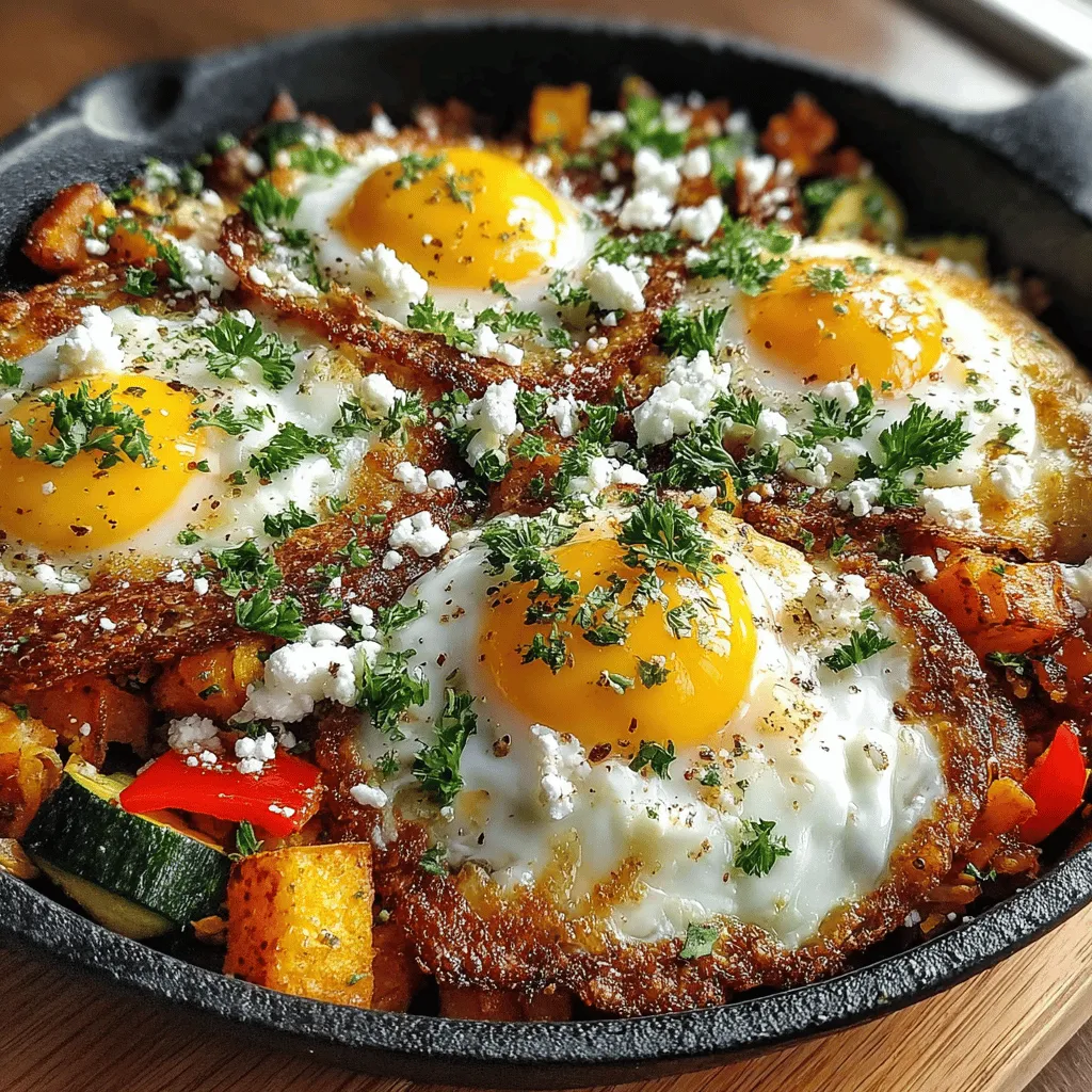 Willkommen zu einem köstlichen und nahrhaften Gericht, das nicht nur den Gaumen erfreut, sondern auch voller gesunder Zutaten steckt: die würzige Zucchini- und Süßkartoffel-Hash mit Eiern. Dieses Rezept ist nicht nur perfekt für ein herzhaftes Frühstück, sondern eignet sich auch hervorragend als leichtes Mittagessen oder Abendessen. Die Kombination aus frischem Gemüse und proteinreichen Eiern macht dieses Gericht zu einer idealen Wahl für Familien, gesundheitsbewusste Esser und alle, die auf der Suche nach einer nahrhaften und sättigenden Mahlzeit sind.