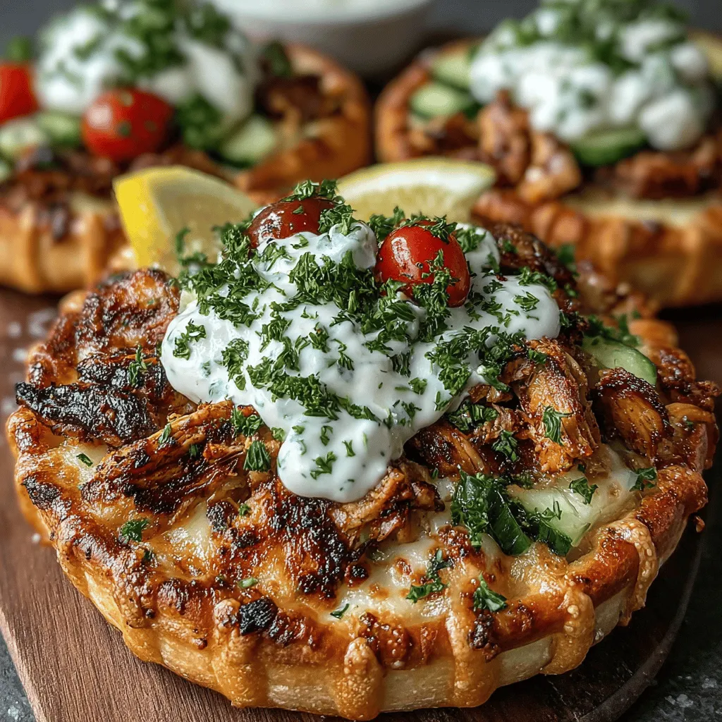 Mini Chicken Shawarma Pita Pizzas sind eine köstliche Fusion aus mediterranen und amerikanischen Aromen, die nicht nur einfach zuzubereiten sind, sondern auch eine Vielzahl von Geschmäckern und Texturen bieten. Diese kleinen Pizzas sind perfekt für ein schnelles Abendessen, ein gemütliches Essen mit Freunden oder sogar als Snack beim nächsten Filmabend. Die Kombination aus saftigem Hähnchen, würzigen Gewürzen und frischen Zutaten macht diese Pita Pizzas zu einem echten Hit auf jedem Tisch.