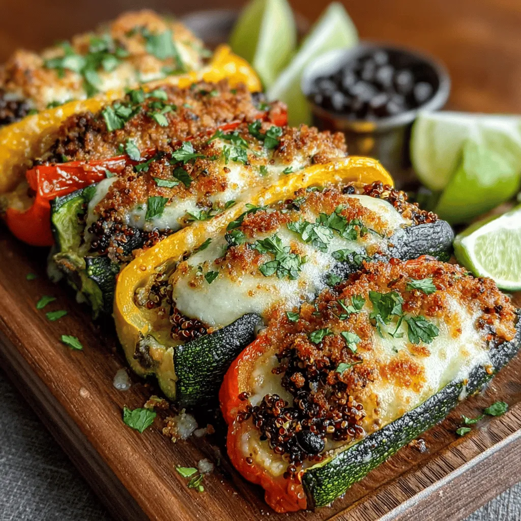 Die würzige gefüllte Zucchini und Paprika ist ein Gericht, das nicht nur köstlich schmeckt, sondern auch eine wahre Augenweide ist. Es vereint die Frische von saisonalem Gemüse mit einer herzhaften und nahrhaften Füllung, die perfekt für eine gesunde Mahlzeit ist. Dieses Rezept ist ideal für alle, die auf der Suche nach einer pflanzlichen, proteinreichen Option sind, die auch noch einfach zuzubereiten ist. In vielen Küchen auf der ganzen Welt findet man ähnliche Gerichte, jedoch bringt jede Region ihre eigenen Aromen und Zutaten mit ein.